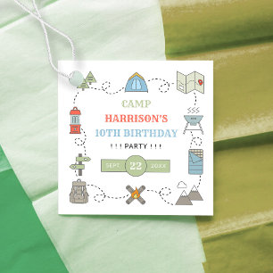 Étiquettes Cadeau Camping à tout âge fête d'anniversaire