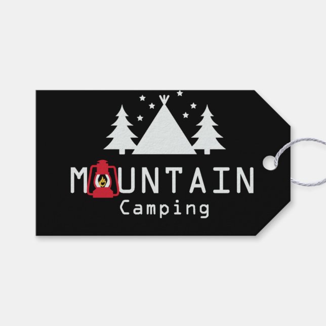 Étiquettes-cadeau camping de montagne (Devant (Horizontal))