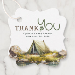 Étiquettes Cadeau Camping Tente Wild Nature Scène Merci Mariage