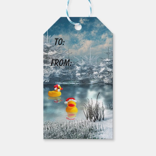 Étiquettes-cadeau Canard en caoutchouc Noël (Devant)