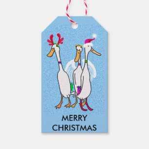 Étiquettes-cadeau Canards de Noël avec cadeaux