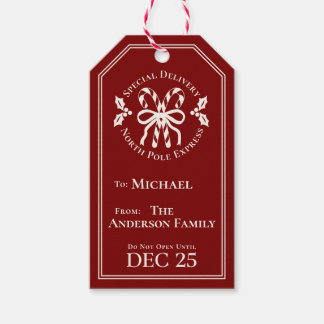 Étiquettes-cadeau Candy Cane North Pole Express Special Delivery