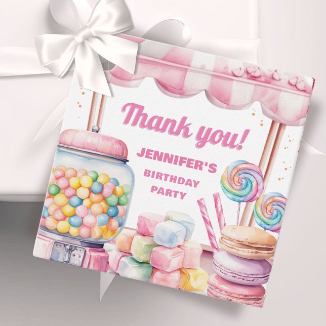 Étiquettes Cadeau Candy Land Retro Rose Sweets Fille fête d'annivers (Créateur téléchargé)