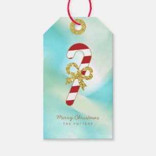 Étiquettes-cadeau Canne à sucre   Pastel Green Gradient & Gold