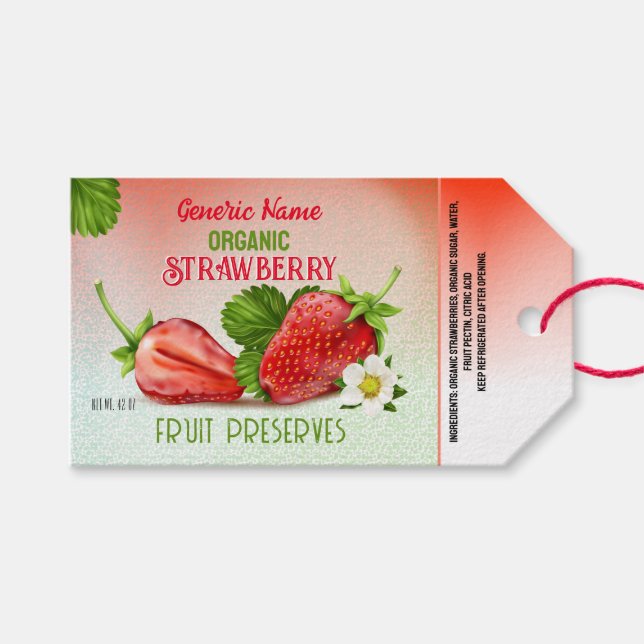 Étiquettes-cadeau Canne aux fruits de fraise (Devant (Horizontal))
