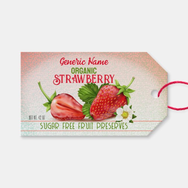 Étiquettes-cadeau Canne aux fruits de fraise (Devant (Horizontal))