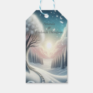 Étiquettes-cadeau Capturer Art Hiver Scène & Cristaux de neige et de