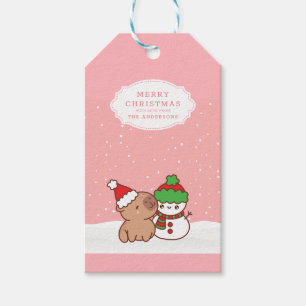 Étiquettes-cadeau Capybara Et Snowman Mignons Noël