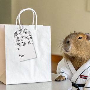 Étiquettes-cadeau Capybara Karate