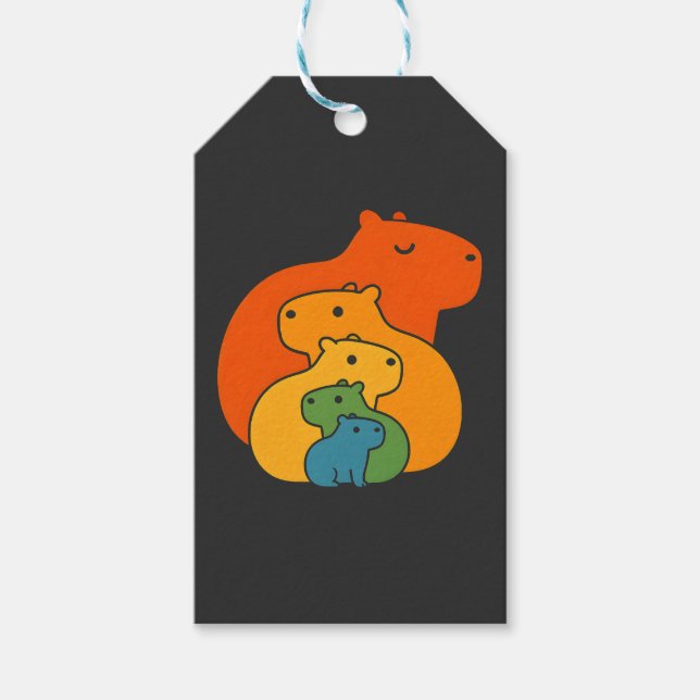 Étiquettes-cadeau Capybaras arc-en-ciel (Devant)