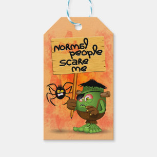 Étiquettes-cadeau Caractère Frankenstein de 'Normal People Scare Me'