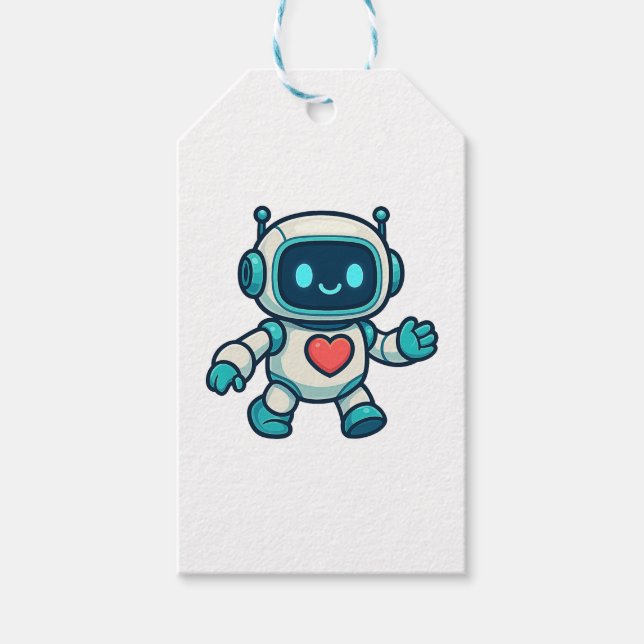 Étiquettes-cadeau Caractères IA & Robot (Devant)