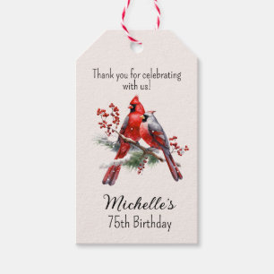 Étiquettes-cadeau Cardinaux rouges 75e anniversaire Merci
