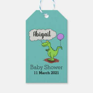 Étiquettes-cadeau Caricature de dragon dragon drôle et vert respiran