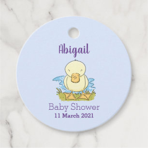 Étiquettes Cadeau Caricature jaune mignon pour canard bébé
