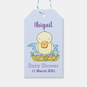 Étiquettes-cadeau Caricature jaune mignon pour canard bébé