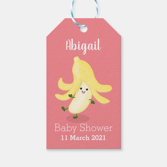 Étiquettes-cadeau Caricature sur la banane de Cute kawaii (Devant)