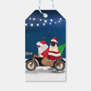 Étiquettes-cadeau Carlin Chien Noël Père Noël