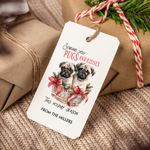 ÉTIQUETTES-CADEAU CARLINS ET KISSES CHRISTMAS THÈME CHIEN PERSONNALI