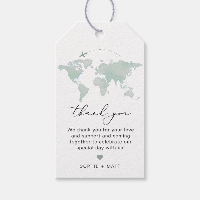 Étiquettes-cadeau CARMEN Carte verte Voyage Aventure Merci Favor (Devant)