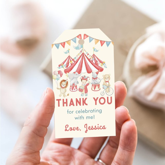 Étiquettes-cadeau Carnaval mignon Cirque & Animaux Anniversaire Merc (Créateur téléchargé)