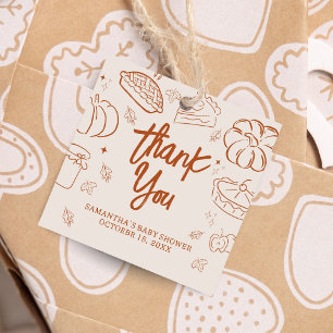 Étiquettes Cadeau Carré de Baby shower d'automne Little Cutie Pie