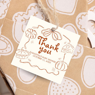 Étiquettes Cadeau Carré de Baby shower de Citrouille à tarte Little