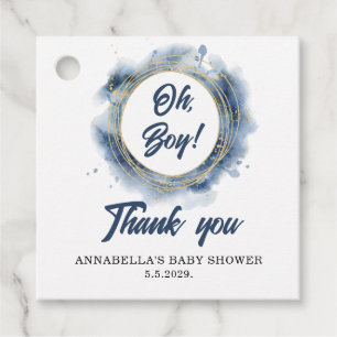 Étiquettes Cadeau Carré pour Baby-Shower de Petit Garçon Bleu
