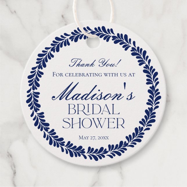 Étiquettes Cadeau Carreaux bleu Talavera Espagne Fiesta Fête des mar (Devant)