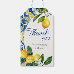 Étiquettes-cadeau Carreaux méditerranéens Lemon merci Anniversaire