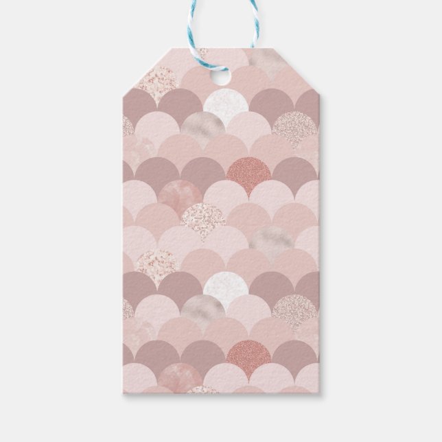Étiquettes-cadeau Carreaux or rose et rose (Devant)