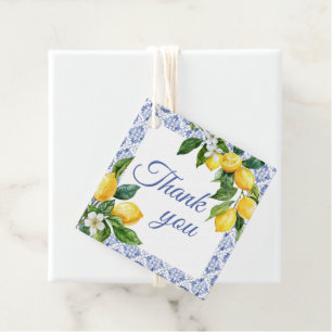 Étiquettes Cadeau Carrelage bleu méditerranéen Baby shower citron Me