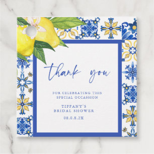 Étiquettes Cadeau Carrelage Bleu Méditerranéen Citrons Enterrement d