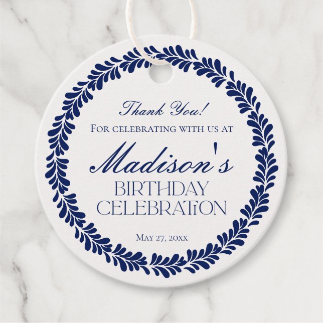 Étiquettes Cadeau Carrelage Talavera bleu Espagne Fiesta Birthday Ci (Devant)