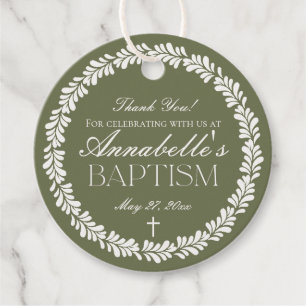Étiquettes Cadeau Carrelage Talavera Vert Espagne Fiesta Cercle Bapt