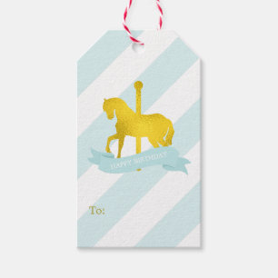 Étiquettes-cadeau Carrousel à la menthe et aux huiles d'or Faux