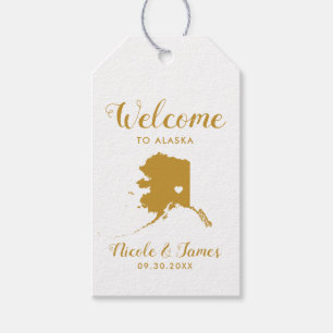 Étiquettes-cadeau Carte Alaska Mariage Welcome Bag Gold