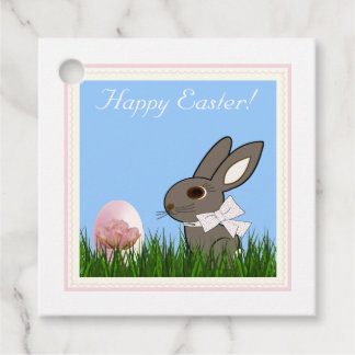 Étiquettes Cadeau Carte cadeau Carré Oeuf Rabbit rose de Pâques