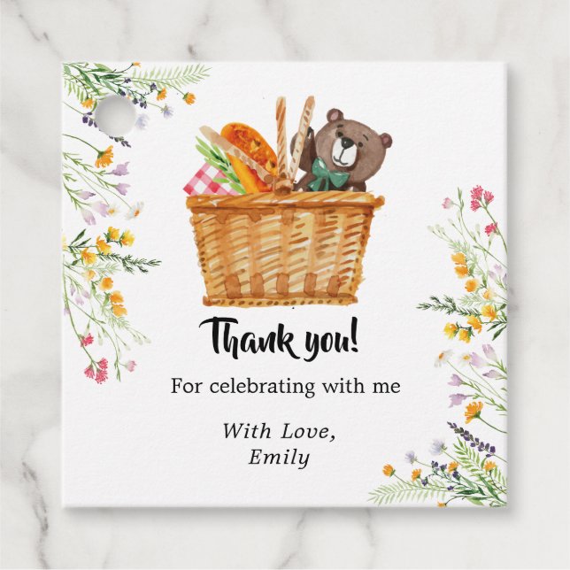 Étiquettes Cadeau Carte de remerciements de pique-nique, faveurs (Devant)