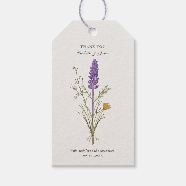 Étiquettes-cadeau Carte de remerciements Mariage Lavender (Devant)