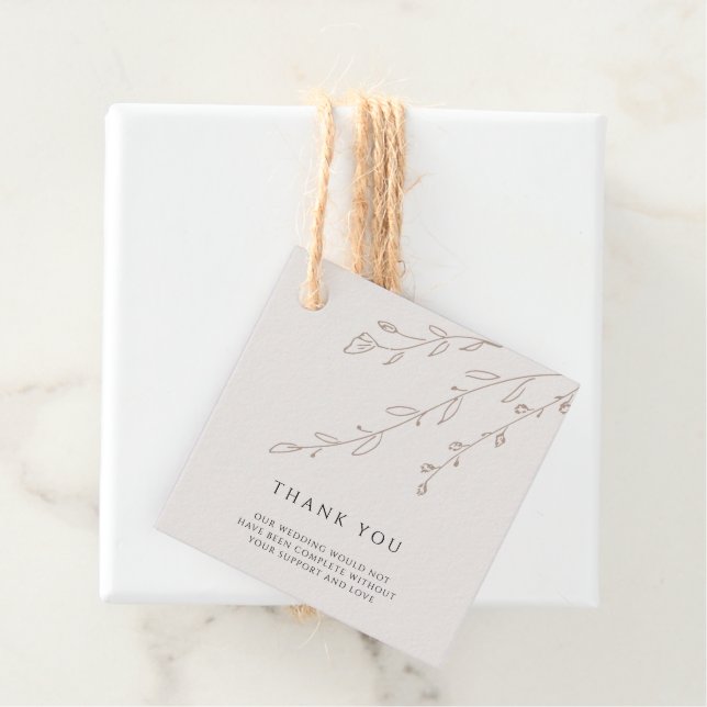 Étiquettes Cadeau Carte de remerciements Mariage neutre botanique (En situation)