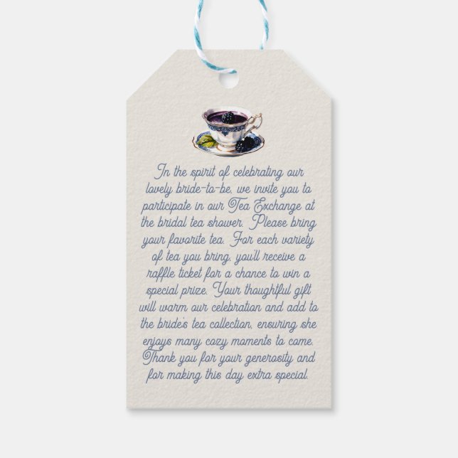 Étiquettes-cadeau Carte du boîtier de demande d'échange de thé - Sac (Dos)