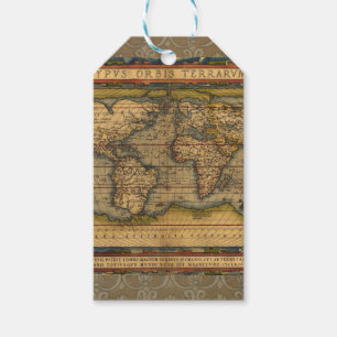 Étiquettes-cadeau Carte du monde d'Ortelius 1570 : cartographie anti