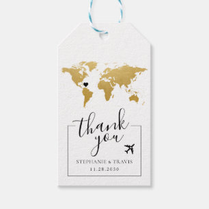 Étiquettes-cadeau Carte du monde Mariage de destination Favoriser la