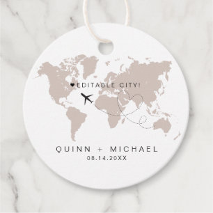 Étiquettes Cadeau Carte du monde QUINN Destination de voyage Sauvega