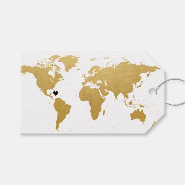 Étiquettes-cadeau Carte du monde Thème de voyage Merci Favoriser bal (Devant (Horizontal))