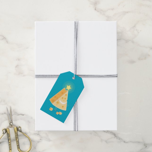 Étiquettes-cadeau Carte postale de Noël au gros fromage (Avec de la ficelle)