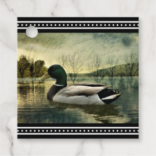 Étiquettes Cadeau Carte postale Patinée vintage Mallard Duck