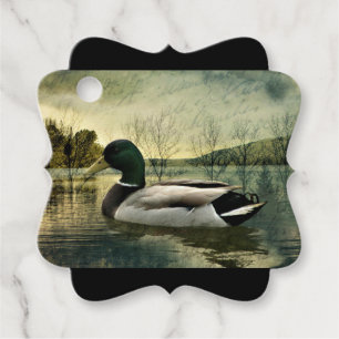 Étiquettes Cadeau Carte postale Patinée vintage Mallard Duck