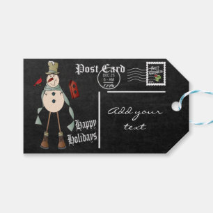 Étiquettes-cadeau Carte postale Stylisée Chalkboard Snowman   Noël